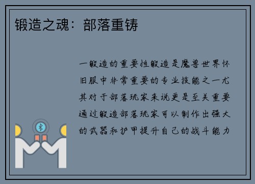 锻造之魂：部落重铸